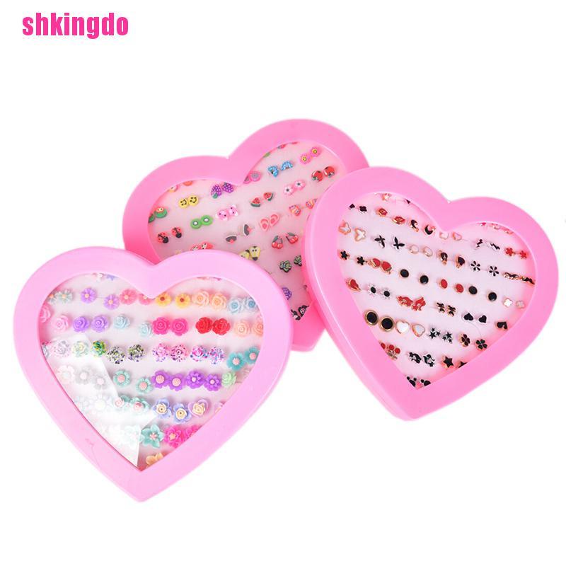 Set khuyên tai đất sét hình hoa/ trái cây handmade dễ thương cho trẻ em