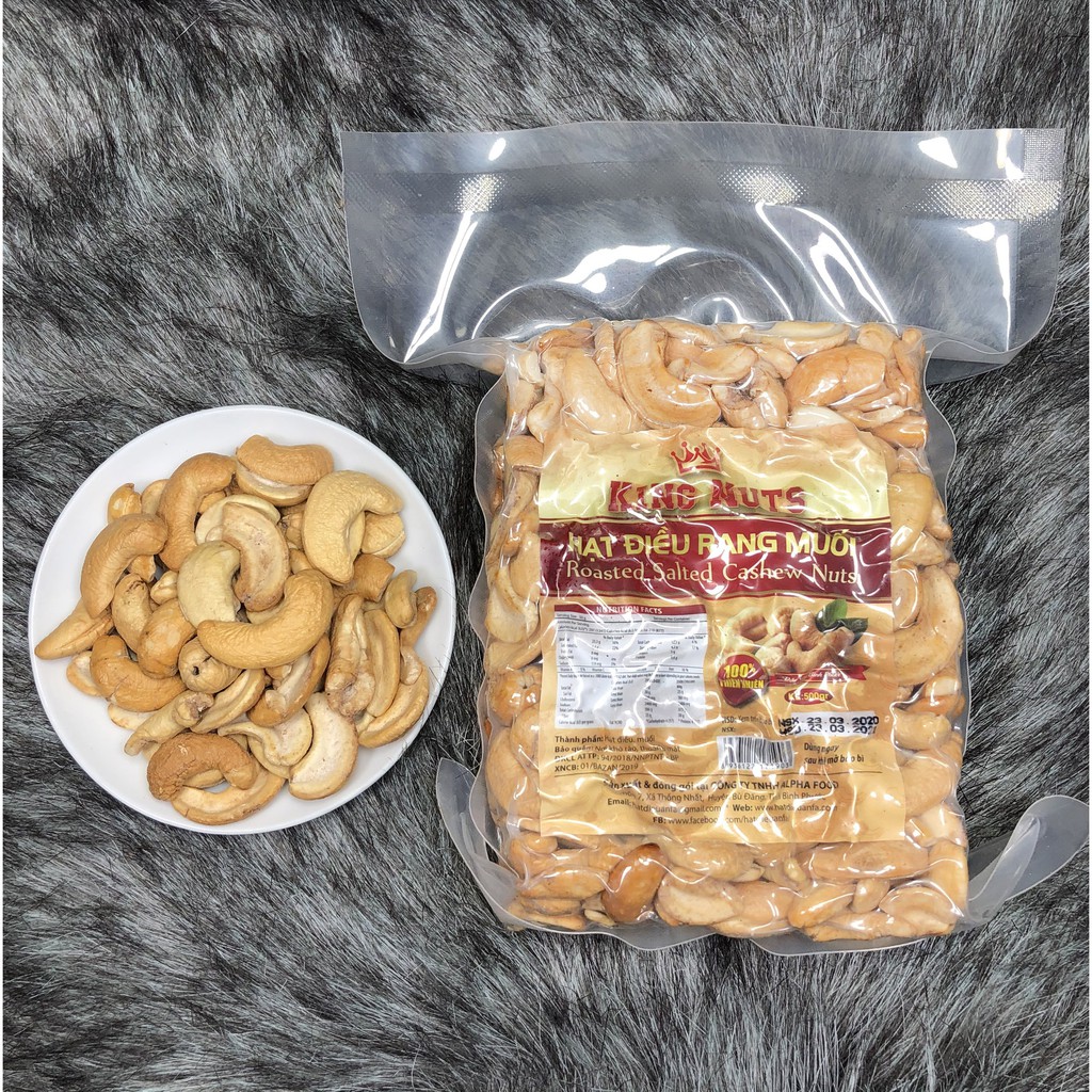 500Gr Hạt Điều Rang Muối KingNuts Bể Sạch Vỏ Lụa Hút Chân Không