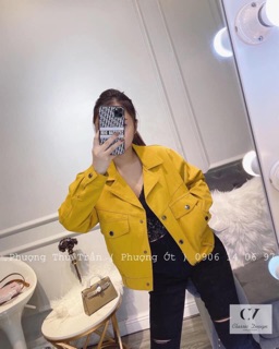 Áo khoác da cổ vest