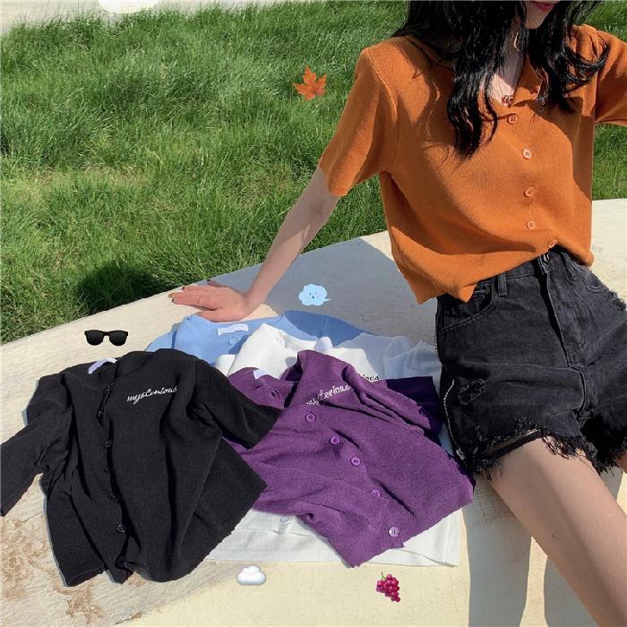 Áo Cardigan Dệt Kim Tay Ngắn Thời Trang Dành Cho Nữ 8109