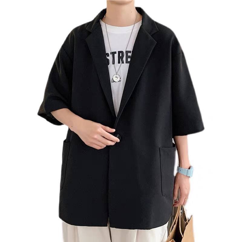 Áo blazer tay lỡ unisex nam nữ MALTRIK, áo vest form rộng, áo khoác blazer tay cộc hè thu phong cách Hàn Quốc