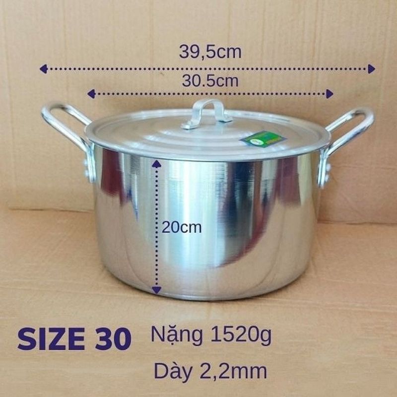 Nồi luộc gà to 30 28 26cm dày xoong cỡ lớn thân cao hợp kim nhôm cao cấp đun bếp ga Misy home