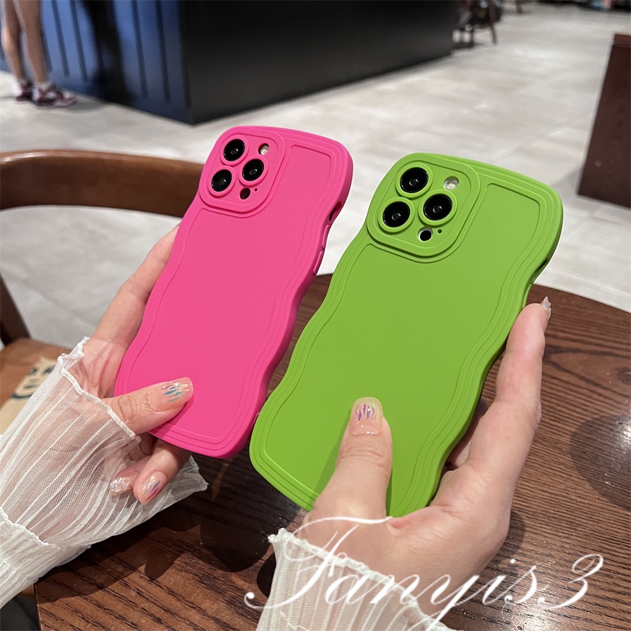 Ốp Điện Thoại TPU Mềm Màu Trơn Đơn Giản Viền Lượn Sóng Cho IPhone 14 13 12 11 Pro Max X XR Xs Max 8 7 Plus SE 2020
