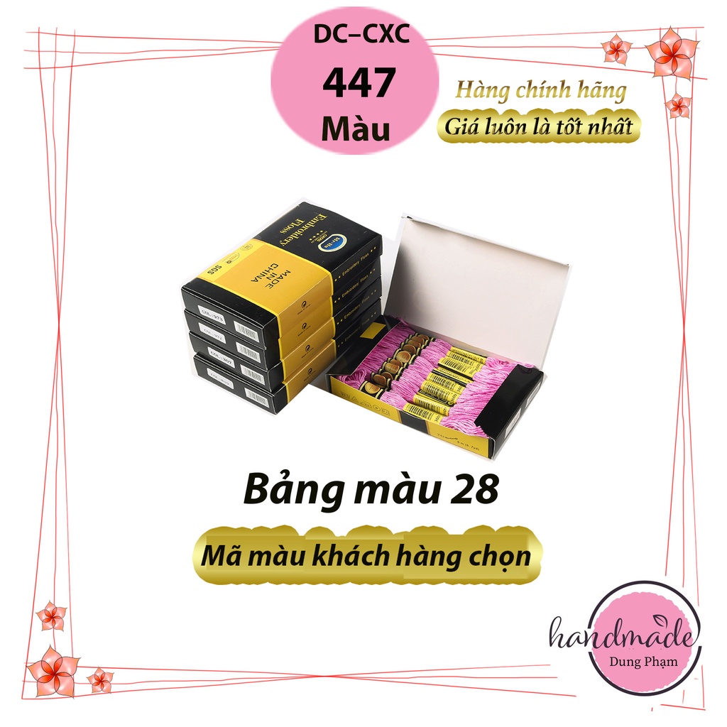 Chỉ thêu DC - CXC tép lẻ Full 447 màu - Chỉ thêu Cotton chính hãng không phai (Bảng 28)