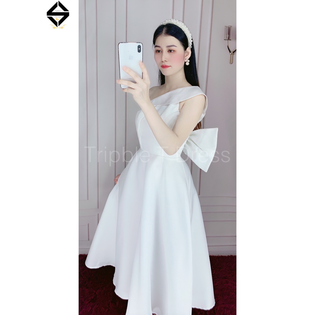 Đầm xoè lệch vai nơ lưng gợi cảm TRIPBLE T DRESS - size M/L - MS161V