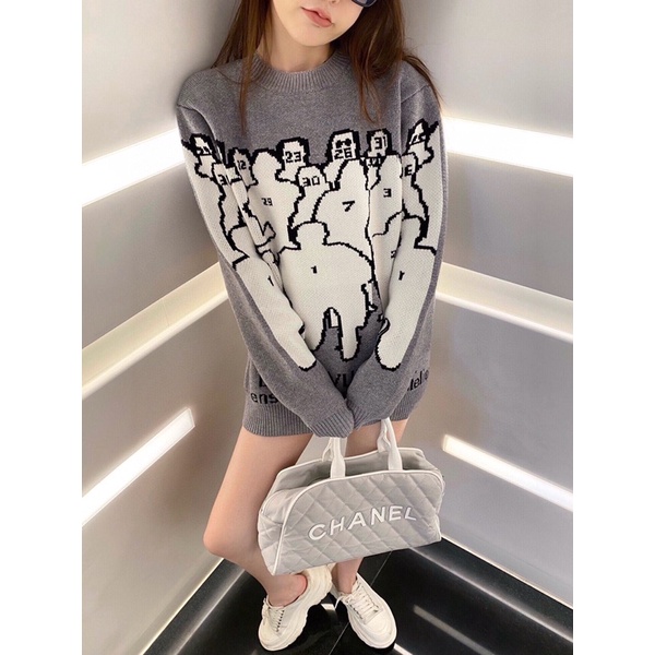 Áo len nữ oversize LV Louis Vuitton dáng giấu quần siêu xinh