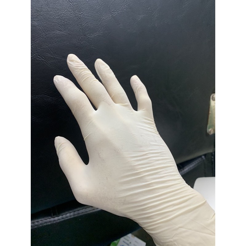 Găng tay y tế Latex không bột hộp 50 cái màu trắng sữa - tặng khẩu trang trẻ em - ladymedical