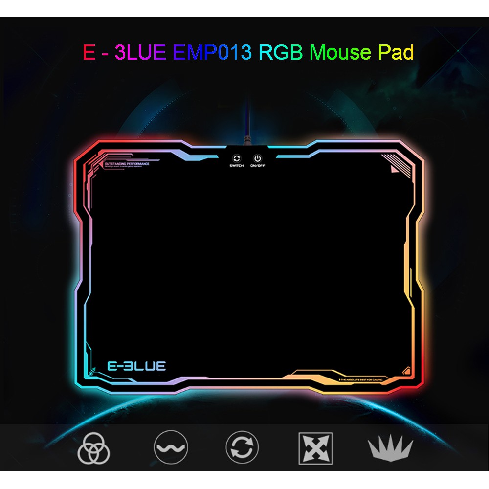 Bàn di chuột RGB E-BLUE EMP013 - Kích thước 265 x 365 x 5 mm I Mouse Pad Led RGB E-Blue EMP 013