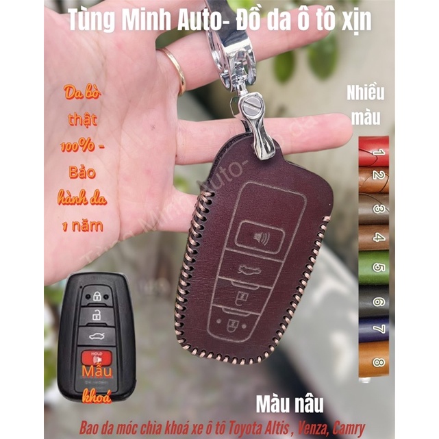 Bao da móc chìa khoá xe ô tô Toyota Camry 21-22, Altis 21-22 da bò khâu tay