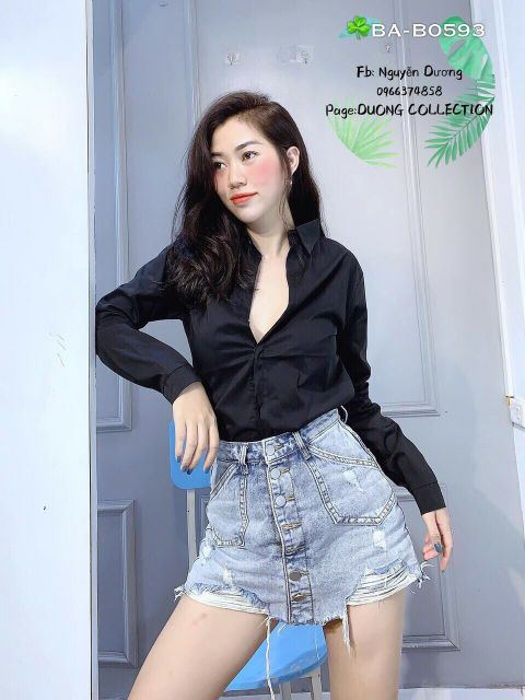 Áo sơ mi trơn công sơ đơn giản dễ phối đồ vải đẹp