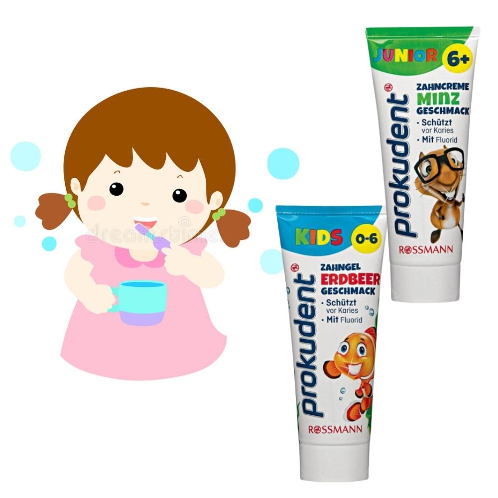Kem đánh răng nuốt được cho bé 0-6 tuổi Prokudent Đức, kem đánh răng trẻ em