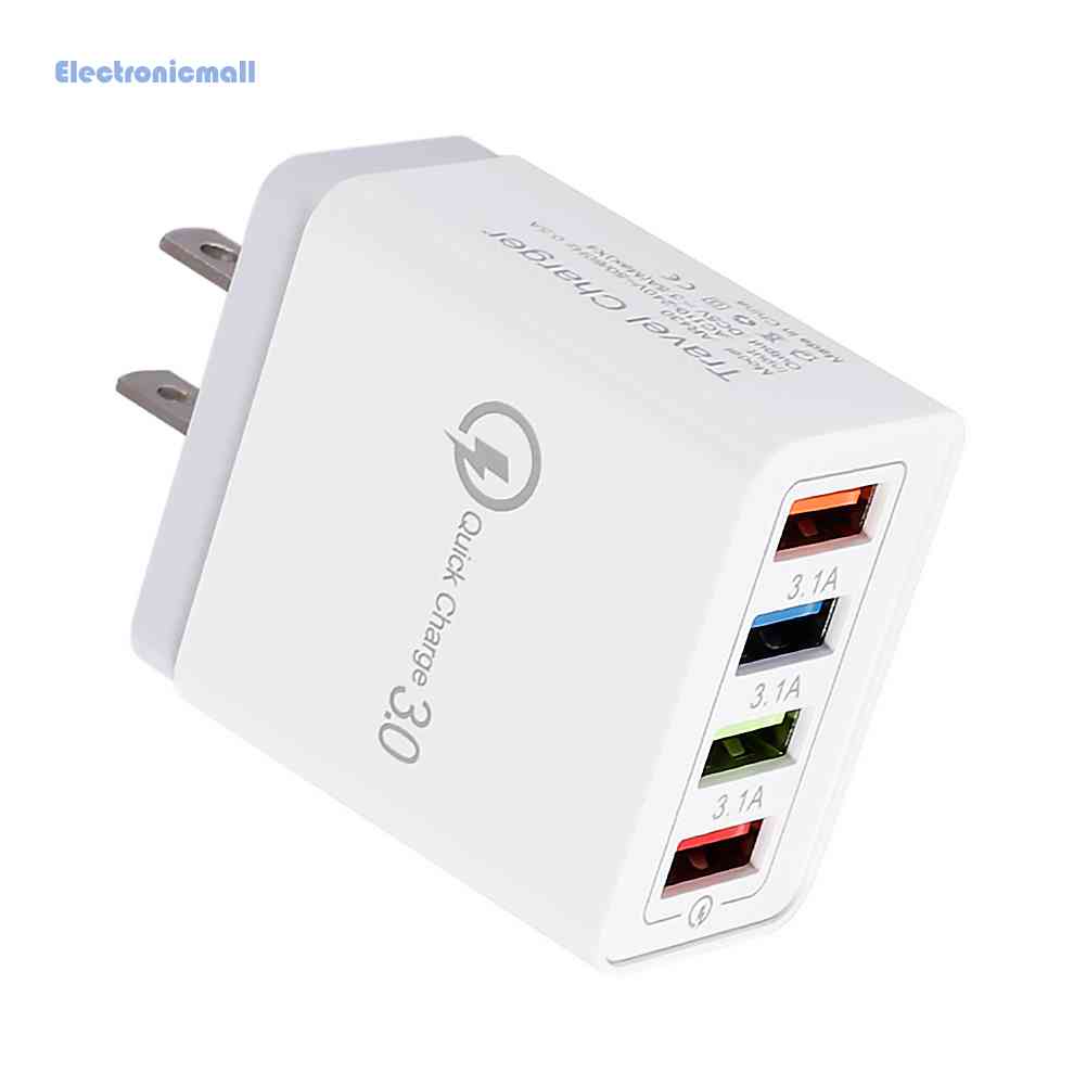 Củ Sạc Nhanh 4 Cổng USB Mall01.vn Phích Cắm US Nhiều Màu Sắc