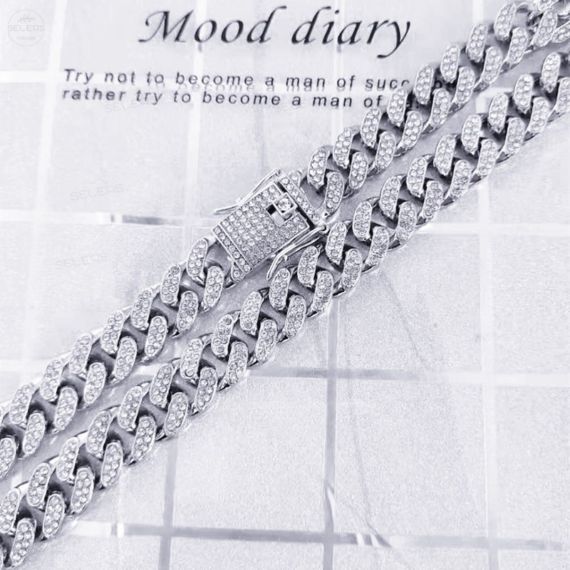 Vòng cổ Đính Kim Cương Lấp Lánh Phong Cách Hip Hop Sang Trọng Dành Cho Nam Và Nữ