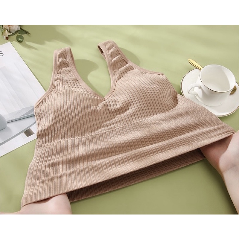 Áo Bra Nữ Tăm Dáng Lửng Có Mút Ngực Cao Cấp V90