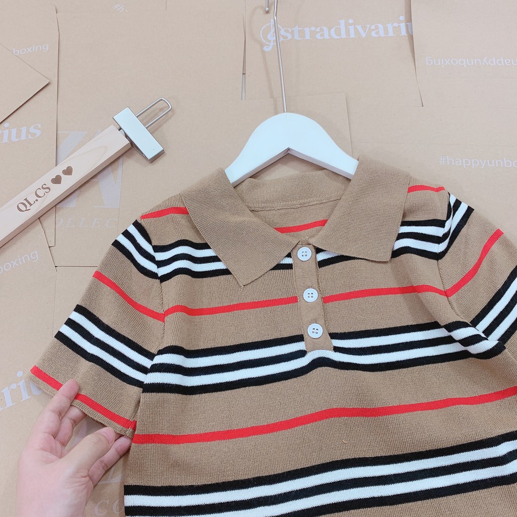 BÁN SỈ ÁO LEN KẺ CỔ ĐỨC 2 MÀU HÀNG QCCC NỮ AN57 | BigBuy360 - bigbuy360.vn