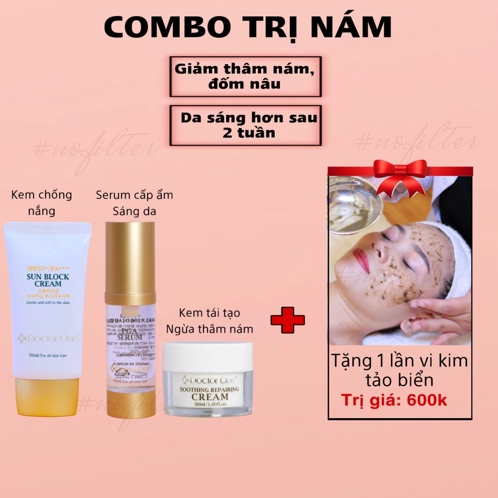 COMBO NÁM - Dưỡng trắng da, ngừa nám, tàn nhang hiệu quả Doctor One - Tặng vi kim tảo biển