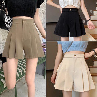 quần sooc nữ - quần đùi nữ mặc mùa hè xếp ly 3 màu điệu đà | BigBuy360 - bigbuy360.vn