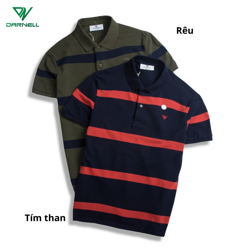 Áo thun polo nam DARNELL tay ngắn sọc ngang tinh tế chất cotton cao cấp mềm mại slimfit, nhẹ thoáng mát DN14