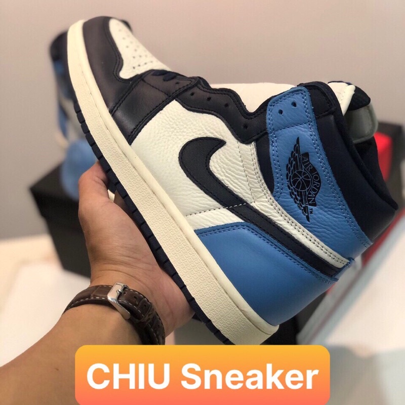 [ CHIU Sneaker 1 ] Giày thể thao Jordan 1 Retro High Obsidian UNC Phiên bản Siêu cấp Jordan cổ cao xanh