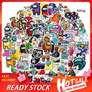 Bộ 50/100 miếng dán hình nhân vật game Among Us không trùng lặp trang trí vali/xe hơi