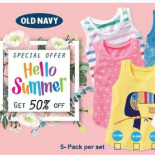 Set 5 Áo 3 lỗ Bé gái Old Navy