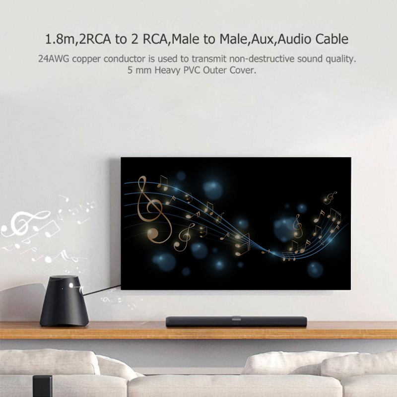 Cáp Chia HìNh Chữ Y RCA KéP 3 5mm Sang 2 RCA DàI 1 8M Chuyên DụNg