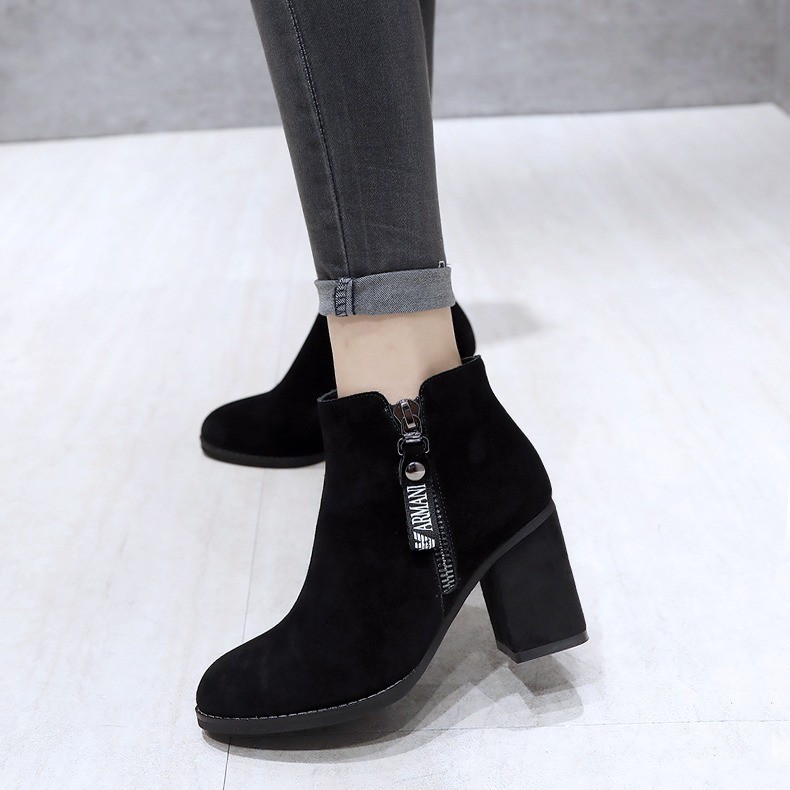 [SẴN HÀNG] Boots cao cổ nữ da lộn, giày cao cổ nữ thời trang, gót 7cm | BigBuy360 - bigbuy360.vn