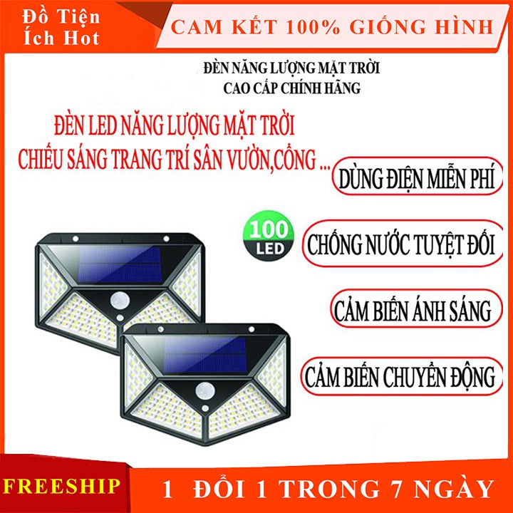 Đèn LED năng lượng mặt trời cảm cảm ứng hồng ngoại tự động 100 bóng LED siêu sáng chống nước