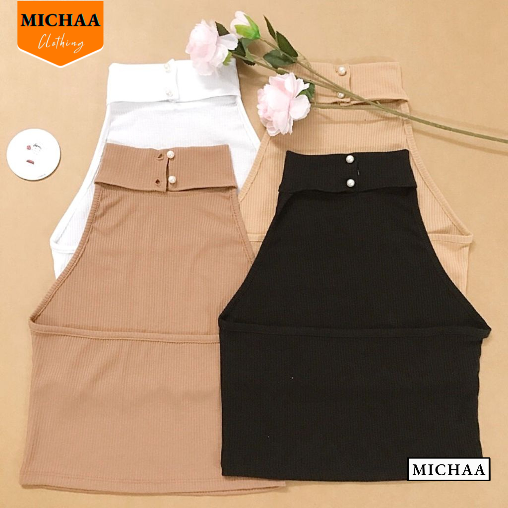 Áo Croptop YẾM CỔ LỌ Nữ Thun Gân Ulzzang Kiểu Ôm Body, Áo Thun Phong Cách Sexy Thời Trang - MICHAA CR56