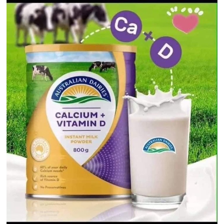 Sữa Canxi và vitamin D,sữa Australian Dairies lon 800g date 2023