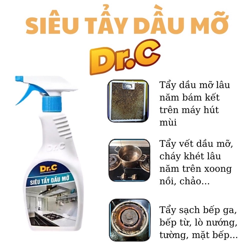 Siêu tẩy dầu mỡ tẩy vỉ hút mùi  Dr.C can 5 lit