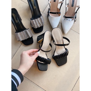 Guốc quai nhúm gót vàng 7p