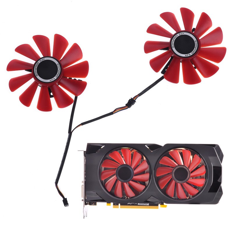 Set 2 Quạt Tản Nhiệt 85mm Rx-570-Rs Rx-580-Rs Fd10U12S9-C Cho Xfx Rx470 Rx570 Rs580 Rs