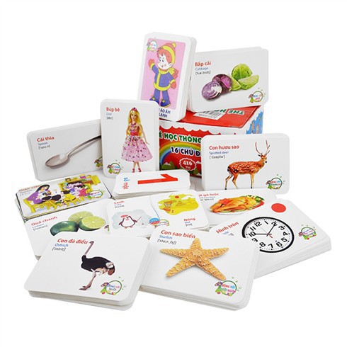 Bộ thẻ học song ngữ 16 chủ đề 416 thẻ thông minh Flashcard cho bé