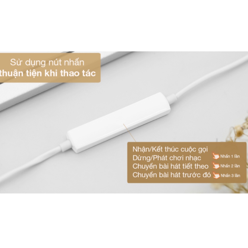 Tai nghe Oppo Reno 5 chính hãng cổng kết nối chân Type C, có micro đàm thoại và tăng giảm âm lượng