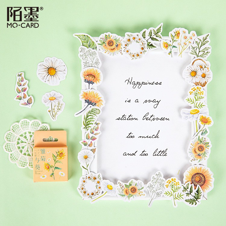 Bộ sticker/ Hình dán Kiểu Hoa Hướng Dương (46 Hình)
