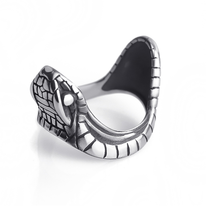 Nhẫn kiểu dáng đầu rắn bằng thép không rỉ độc đáo cá tính