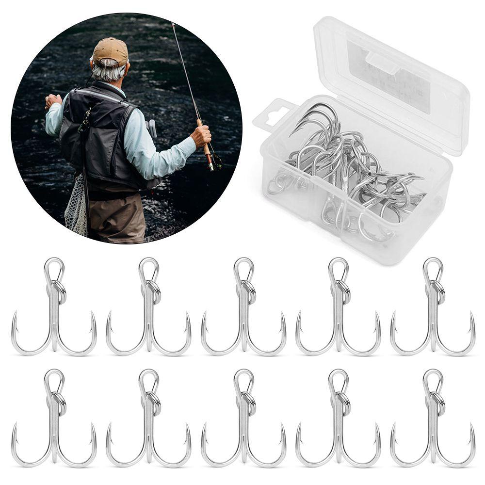 MYRONGVN Móc Câu Cá Ba Lưỡi Bằng Thép Cacbon Chất Lượng Cao