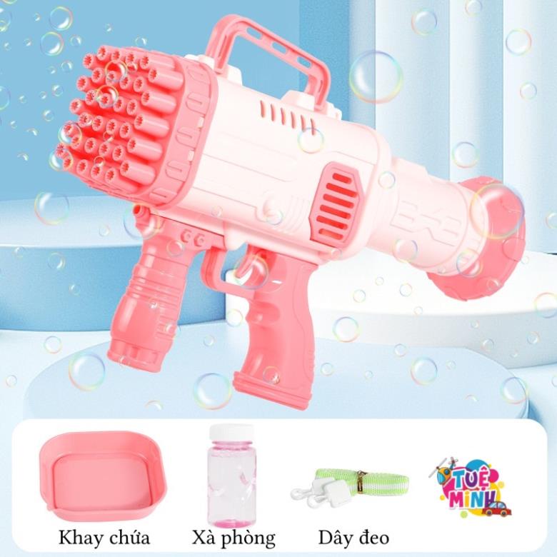 Súng bắn bong bóng 32 nòng kèm túi bắn bong bóng, đồ chơi súng bắn bong bóng xà phòng loại lớn 32 nòng