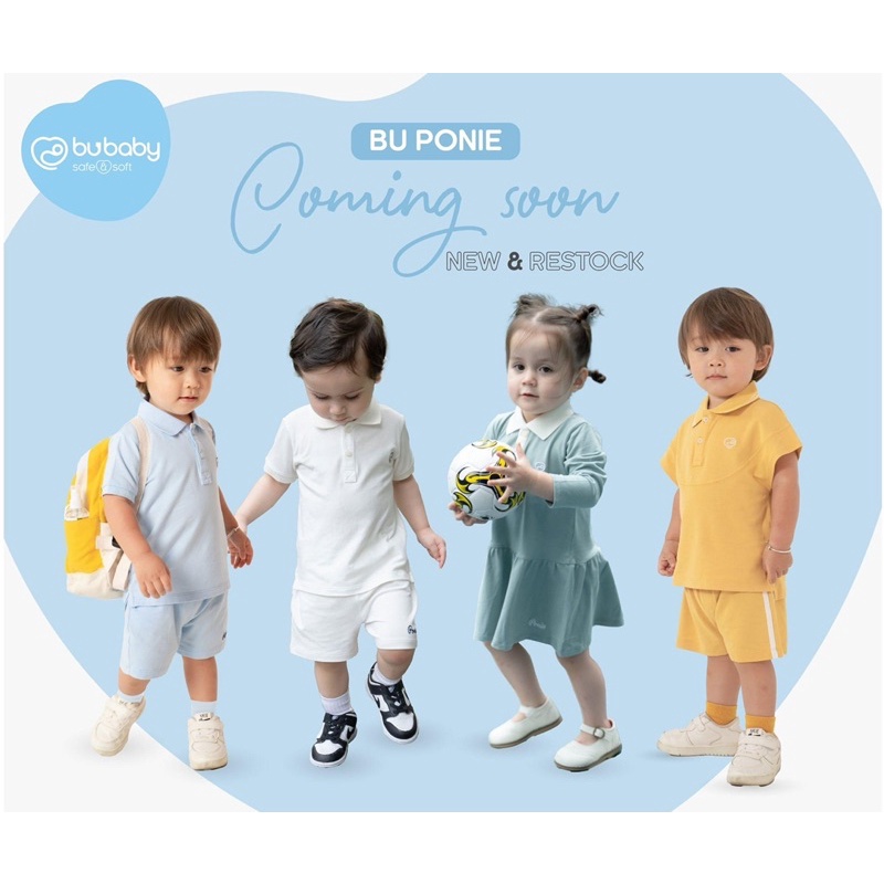 Bộ quần áo áo cộc tay BU Ponie dành cho bé trai bé gái cao cấp