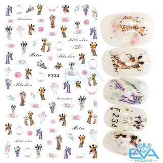 Miếng Dán Móng Tay 3D Nail Sticker Hoạt Hình Hươu Cao Cổ Cartoon Animal Giraffe F234