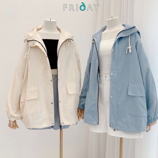 Áo khoác kaki có mũ 2 lớp chất liệu đẹp form rộng oversize Friday