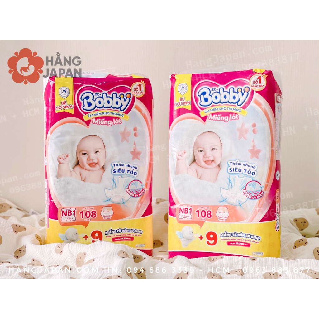 Bỉm Bobby miếng lót Newborn 1,2 cộng miếng