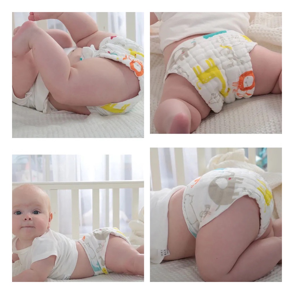 Quần tã vải cotton 12 lớp có thể giặt sạch tái sử dụng cho các bé