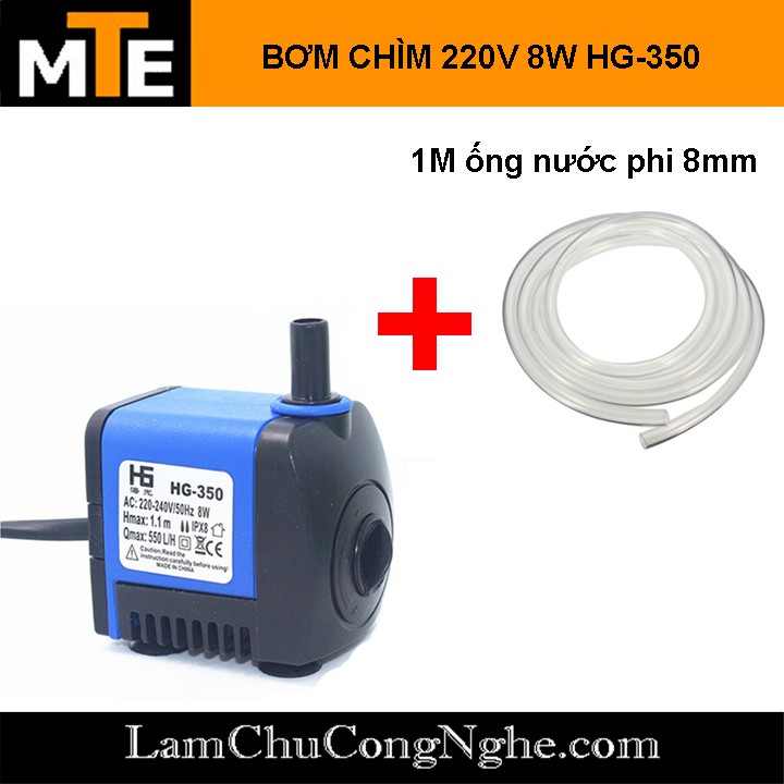 Bơm chìm mini 220V 8W HG-350 bơm tiểu cảnh, bể cá, điều hòa nước