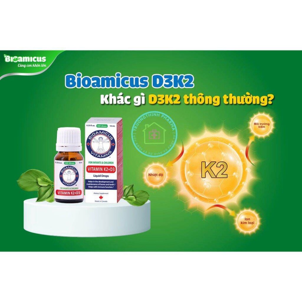 BioAmicus Vitamin D3K2-MK7 - chống còi xương, giúp bé tăng chiều cao ( lọ 1