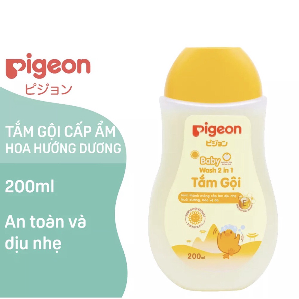 Sữa Tắm Gội Pigeon 2 in 1 chiết xuất Hoa Hướng Dương - Chai 200ml