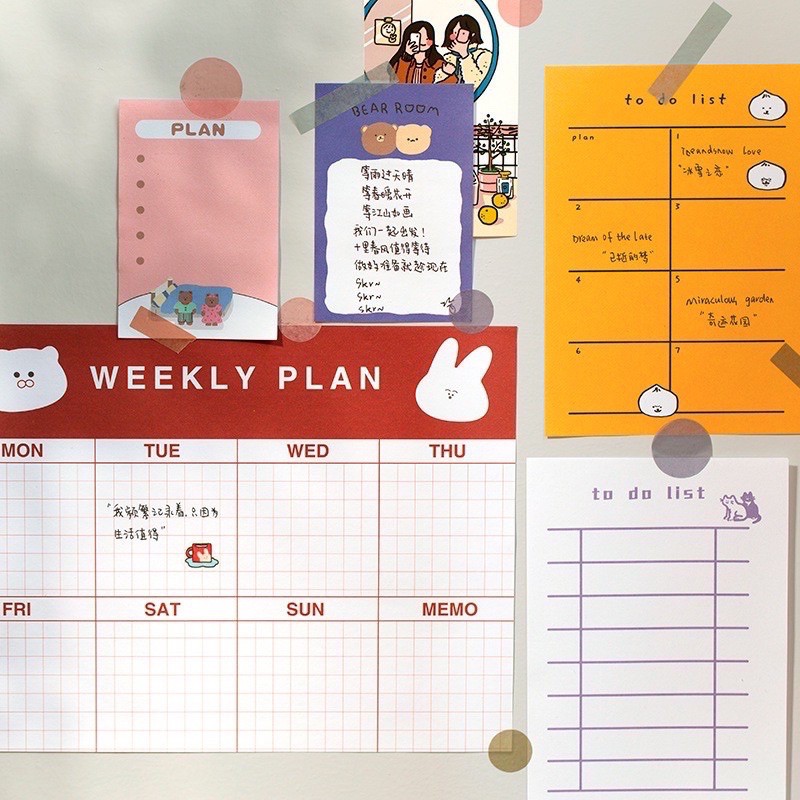 SET WALL PLANNER giấy note,giấy plan,kế hoạch bullet journal trang trí góc học tập,trang trí sổ