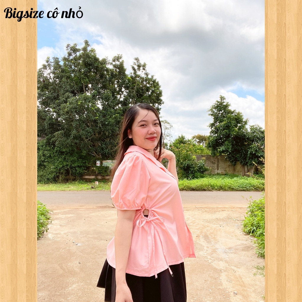 Áo Sơ Mi Kiểu Bigsize Nữ Rút Dây Chất Vải Lụa Mặc Mát Sang Chảnh Dễ Thương SM3