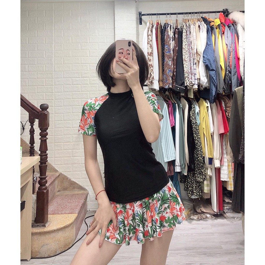 Bikini, Đồ Bơi Đi Biển Hai Mảnh Tay Ngắn Váy xòe Họa Tiết KG03300 ODERI | BigBuy360 - bigbuy360.vn